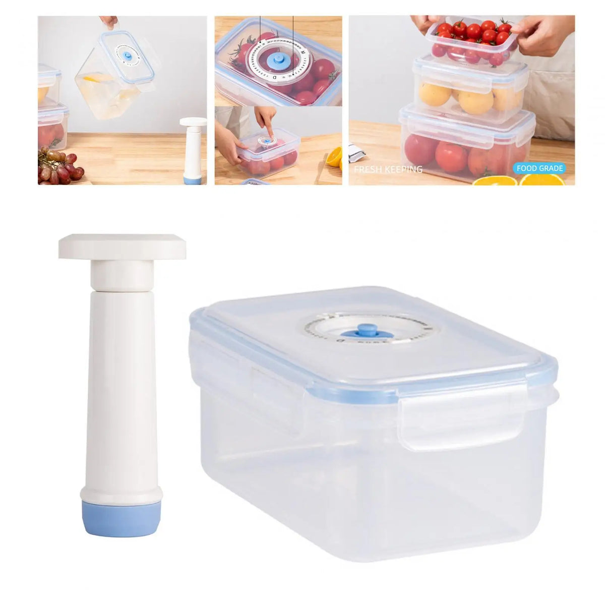 Set de 3 Boîtes de Conservation Sous Vide avec Pompe Manuelle