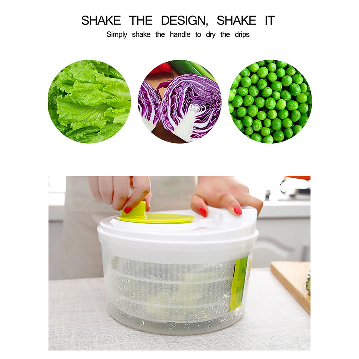 Essoreuse à Salade Turbo Anti-Dérapante Séchage Rapide