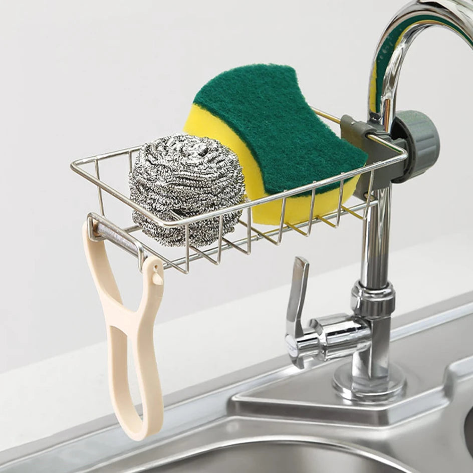 Kitchen Sink Drain Rack Sponge Storage Flexible Faucet Holder Soap Drainer Towel Rack Shelf Organizer Kitchen Accessories