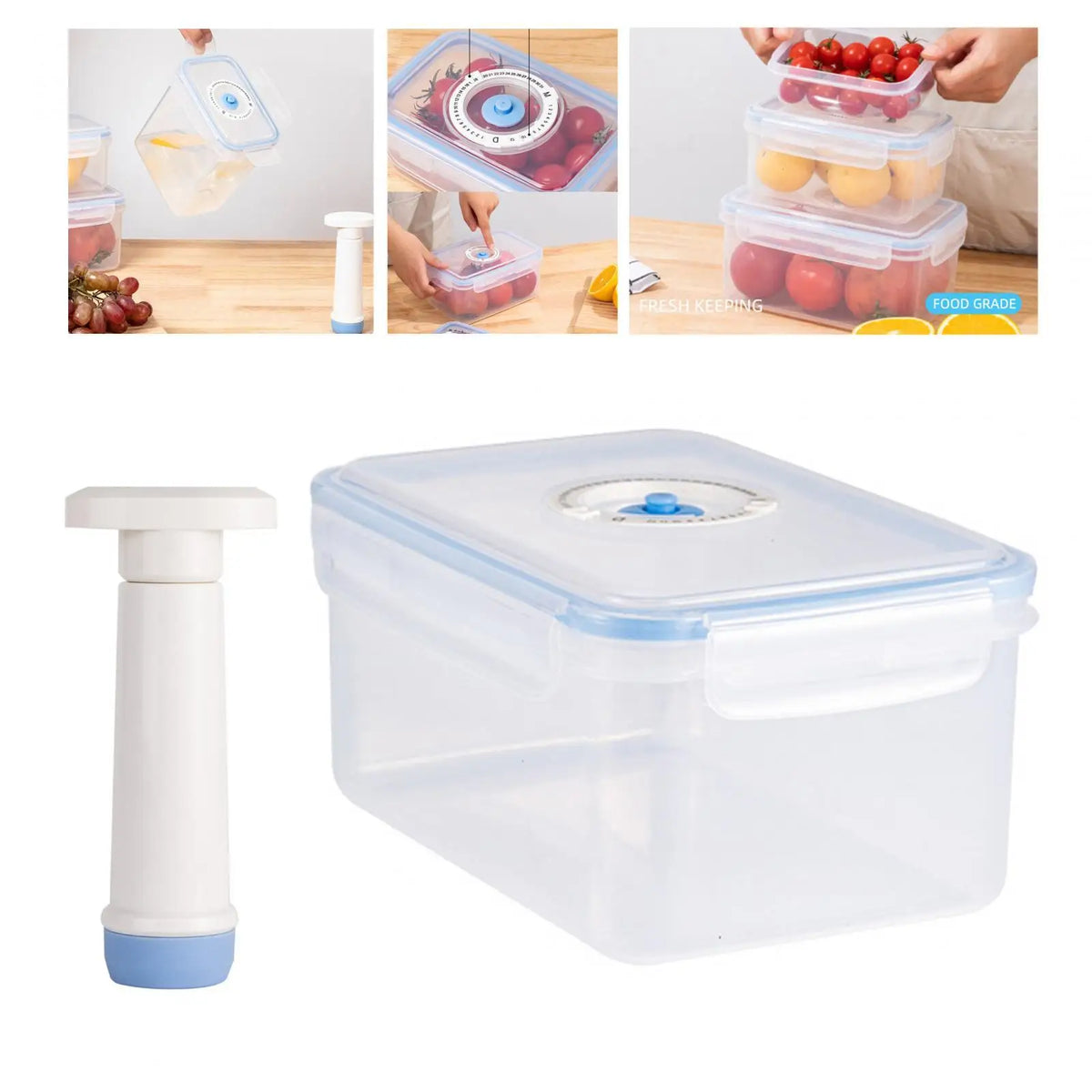 Set de 3 Boîtes de Conservation Sous Vide avec Pompe Manuelle