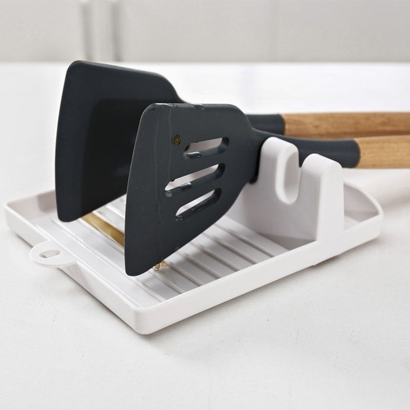 Kitchen Spoon Holders Fork Spatula Rack Shelf Organizer Plastic Chopsticks Holder Non-slip Spoons Pad
